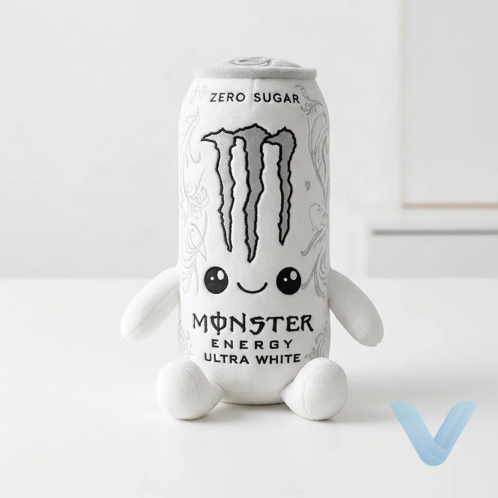 White Monster Energy Drink Plush, Zero Sugar Can Stuffed Doll, Cute Soft Drink Plushie 6 White Monster Energy Drink Plush, Zero Sugar Can Stuffed Doll, Cute Soft Drink Plushie