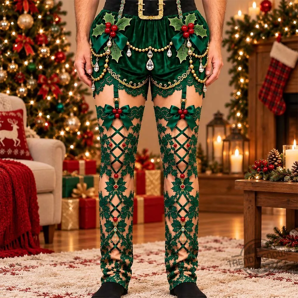Jingledrop Christmas Velvet Shorts With Lace Garter 3d Printed Illusion Sweatpants 9 Jingledrop Christmas Velvet Shorts With Lace Garter 3d Printed Illusion Sweatpants