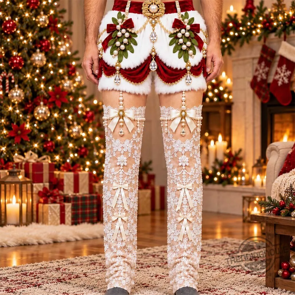 Jingledrop Christmas Velvet Shorts With Lace Garter 3d Printed Illusion Sweatpants 10 Jingledrop Christmas Velvet Shorts With Lace Garter 3d Printed Illusion Sweatpants