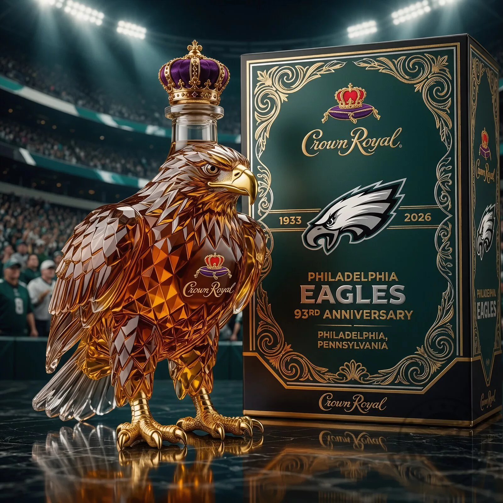 Philadelphia Eagles NFL 93rd Anniversary (1933–2026) Bottle Decanter 3 Philadelphia Eagles NFL 93rd Anniversary (1933–2026) Bottle Decanter