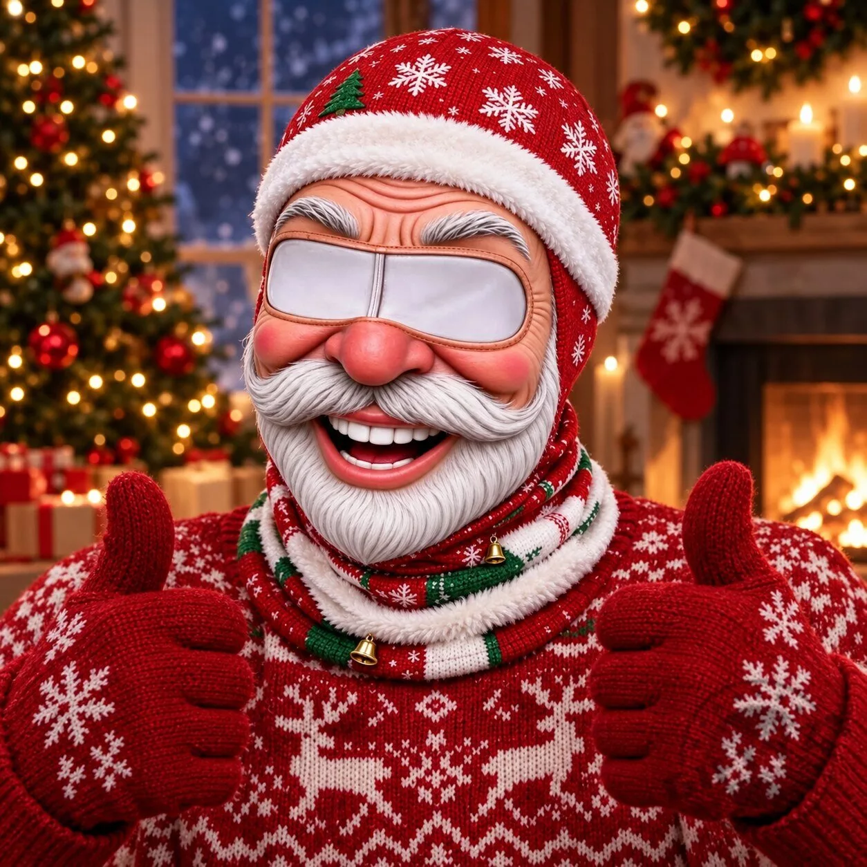 Santa Christmas 3D-Look Printed Balaclava Mask 2 Santa Christmas 3D-Look Printed Balaclava Mask