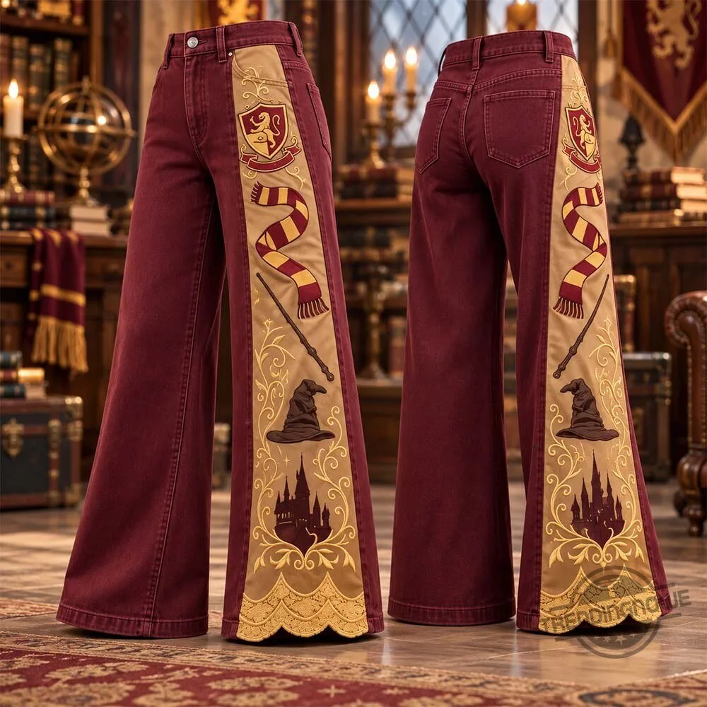 Bookishdenim 2026 Harry Potter Hogwarts Houses Lace Panel Wide Leg Flare Jeans 7 Bookishdenim 2026 Harry Potter Hogwarts Houses Lace Panel Wide Leg Flare Jeans