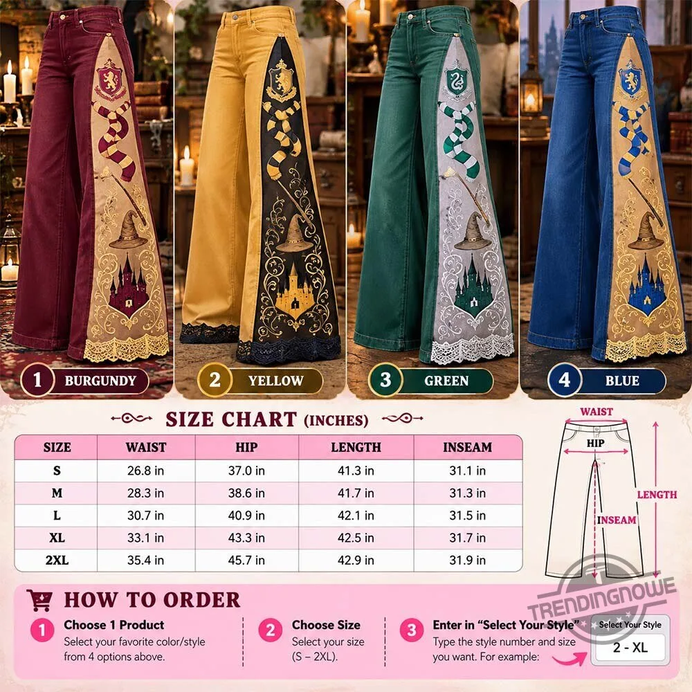 Bookishdenim 2026 Harry Potter Hogwarts Houses Lace Panel Wide Leg Flare Jeans 8 Bookishdenim 2026 Harry Potter Hogwarts Houses Lace Panel Wide Leg Flare Jeans