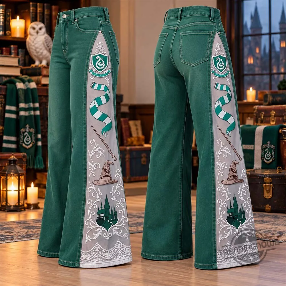 Bookishdenim 2026 Harry Potter Hogwarts Houses Lace Panel Wide Leg Flare Jeans 9 Bookishdenim 2026 Harry Potter Hogwarts Houses Lace Panel Wide Leg Flare Jeans