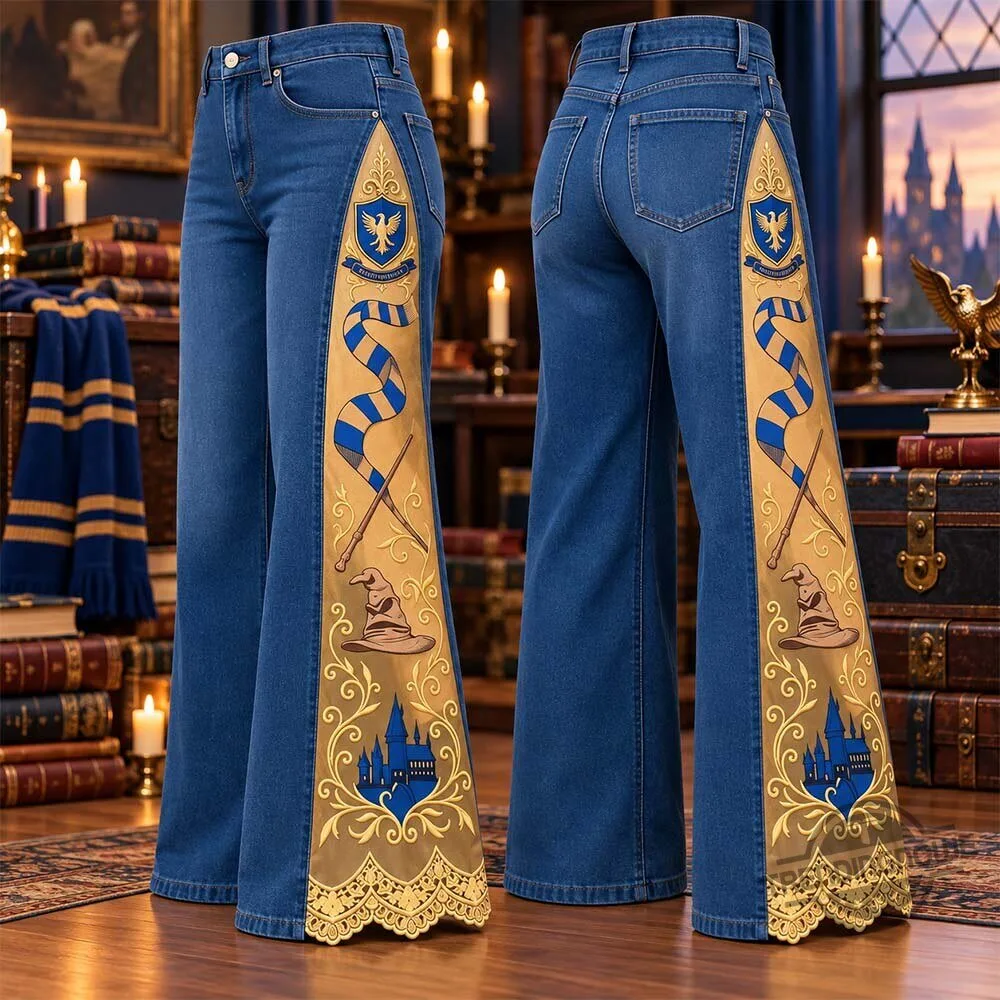 Bookishdenim 2026 Harry Potter Hogwarts Houses Lace Panel Wide Leg Flare Jeans 10 Bookishdenim 2026 Harry Potter Hogwarts Houses Lace Panel Wide Leg Flare Jeans