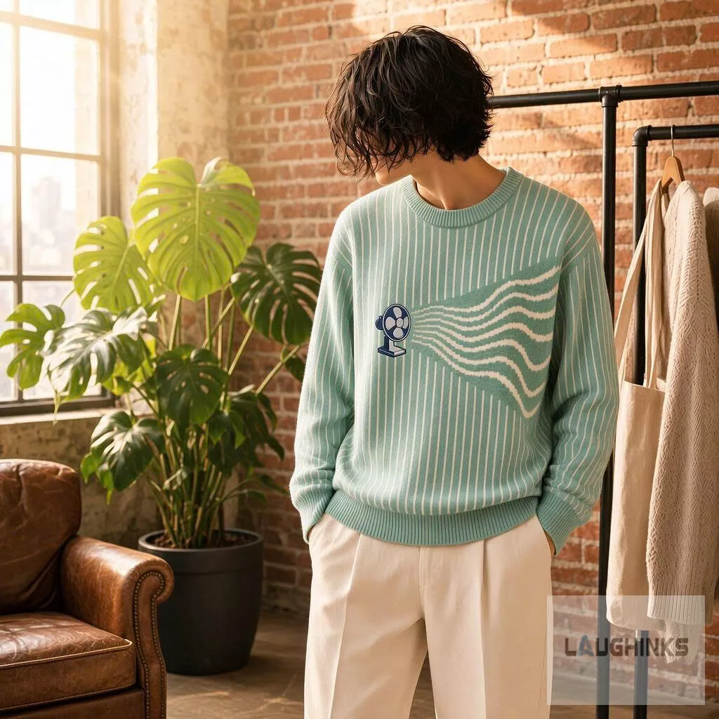 ugly electric desk fan graphic knit pullover sweater Ugly Electric Desk Fan Graphic Knit Pullover Sweater – image 5 of 6