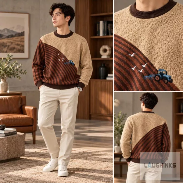 Ugly Farm Tractor Graphic Knit Pullover Sweater 3 Ugly Farm Tractor Graphic Knit Pullover Sweater