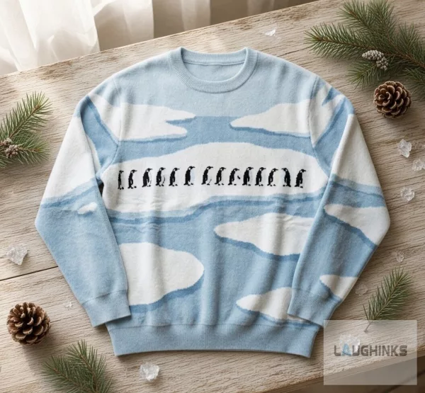 Ugly Penguin Line Graphic Knit Pullover Sweater