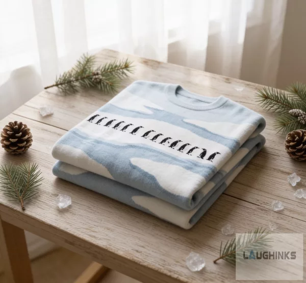 Ugly Penguin Line Graphic Knit Pullover Sweater