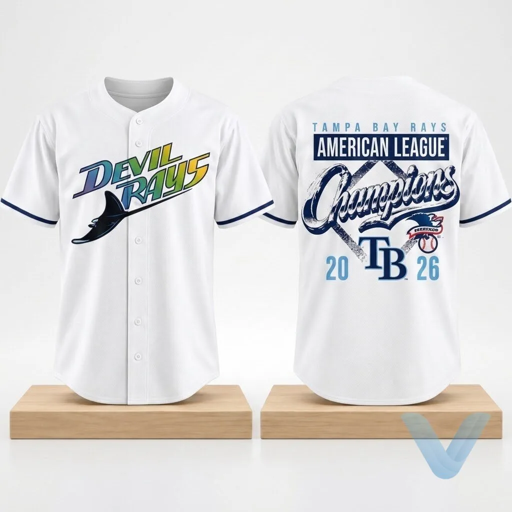 Tampa Bay Rays 2026 American League Champions Devil Rays Baseball Jersey 5 Tampa Bay Rays 2026 American League Champions Devil Rays Baseball Jersey