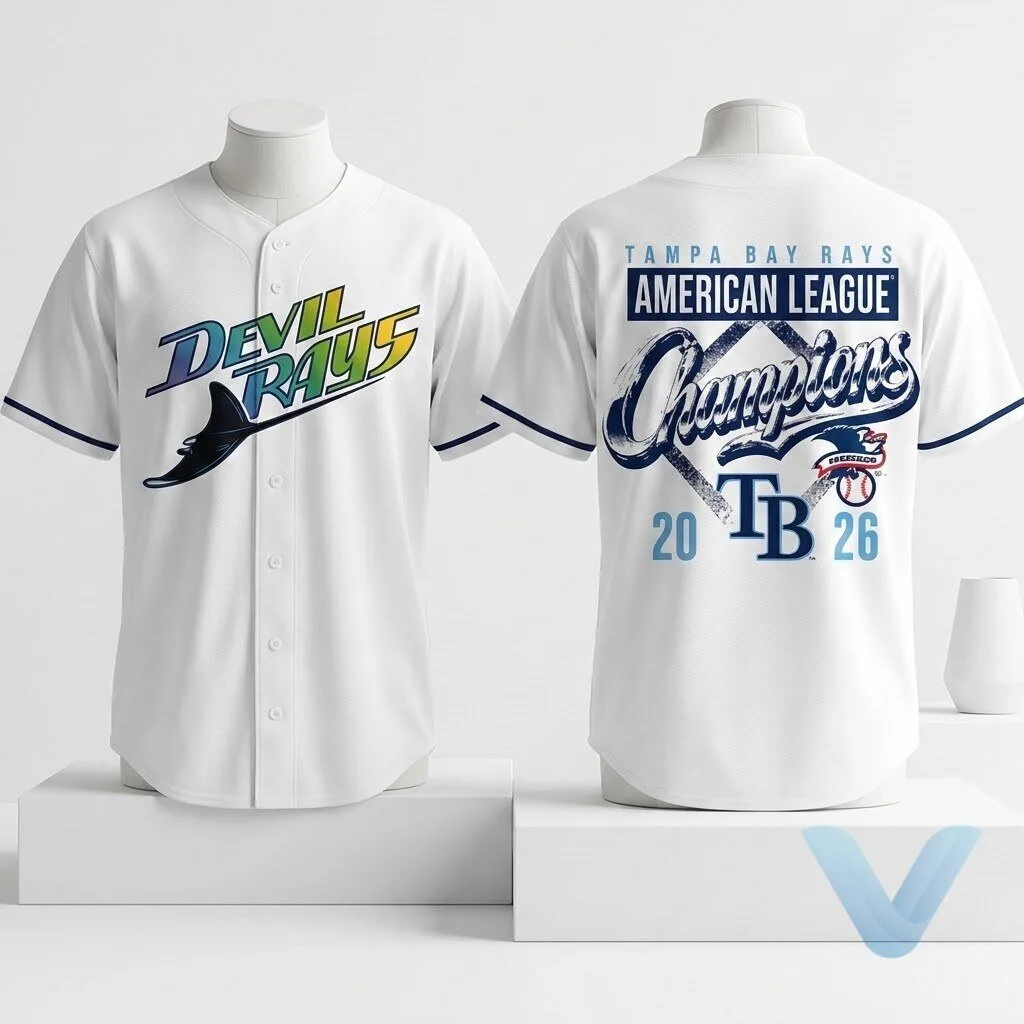 Tampa Bay Rays 2026 American League Champions Devil Rays Baseball Jersey 6 Tampa Bay Rays 2026 American League Champions Devil Rays Baseball Jersey