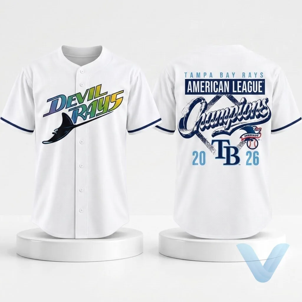 Tampa Bay Rays 2026 American League Champions Devil Rays Baseball Jersey 8 Tampa Bay Rays 2026 American League Champions Devil Rays Baseball Jersey