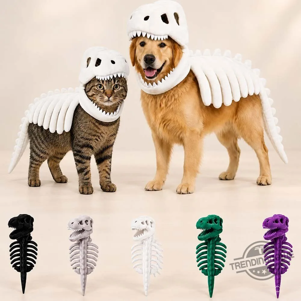 Getsolesync DogSaur Dinosaur Skeleton Dog And Cat Costume