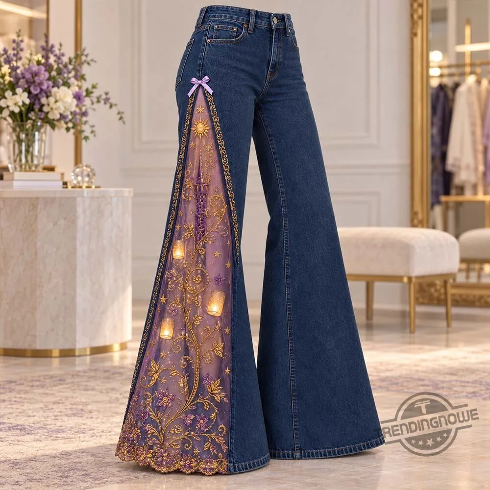 Enchantedflares Disney Princess Rose Panel Wide Leg Jeans 9 Enchantedflares Disney Princess Rose Panel Wide Leg Jeans