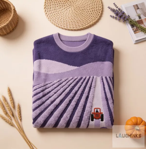 Ugly Farm Tractor Field Graphic Knit Pullover Sweater