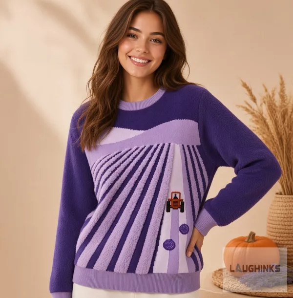 Ugly Farm Tractor Field Graphic Knit Pullover Sweater