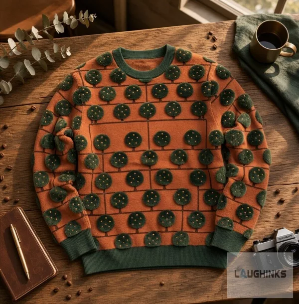 Ugly Coffee Tree Farm Graphic Knit Pullover Sweater