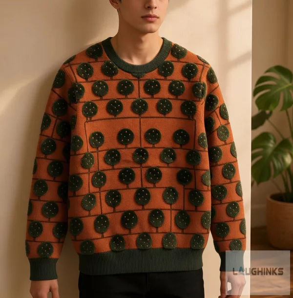 Ugly Coffee Tree Farm Graphic Knit Pullover Sweater