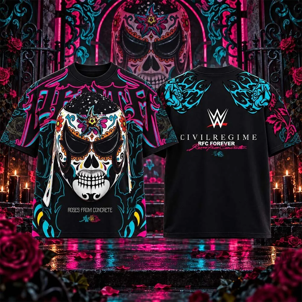 Civil Regime x WWE Penta Dia De Los Muertos Heather Shirt 3 Civil Regime x WWE Penta Dia De Los Muertos Heather Shirt