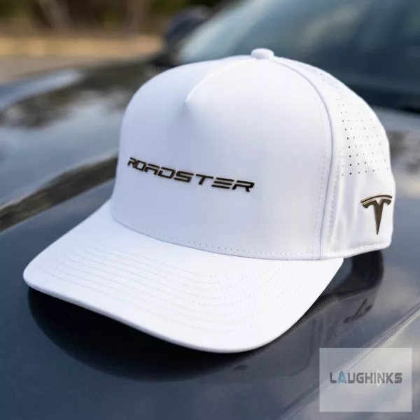 RARE Tesla Roadster 2026 White Embroidered Hat