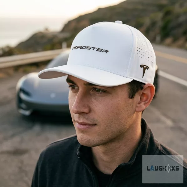 RARE Tesla Roadster 2026 White Embroidered Hat