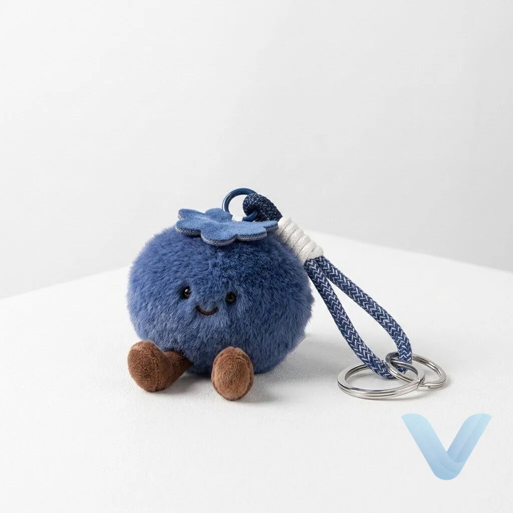 Cute Blueberry Plush Keychain 4 Cute Blueberry Plush Keychain