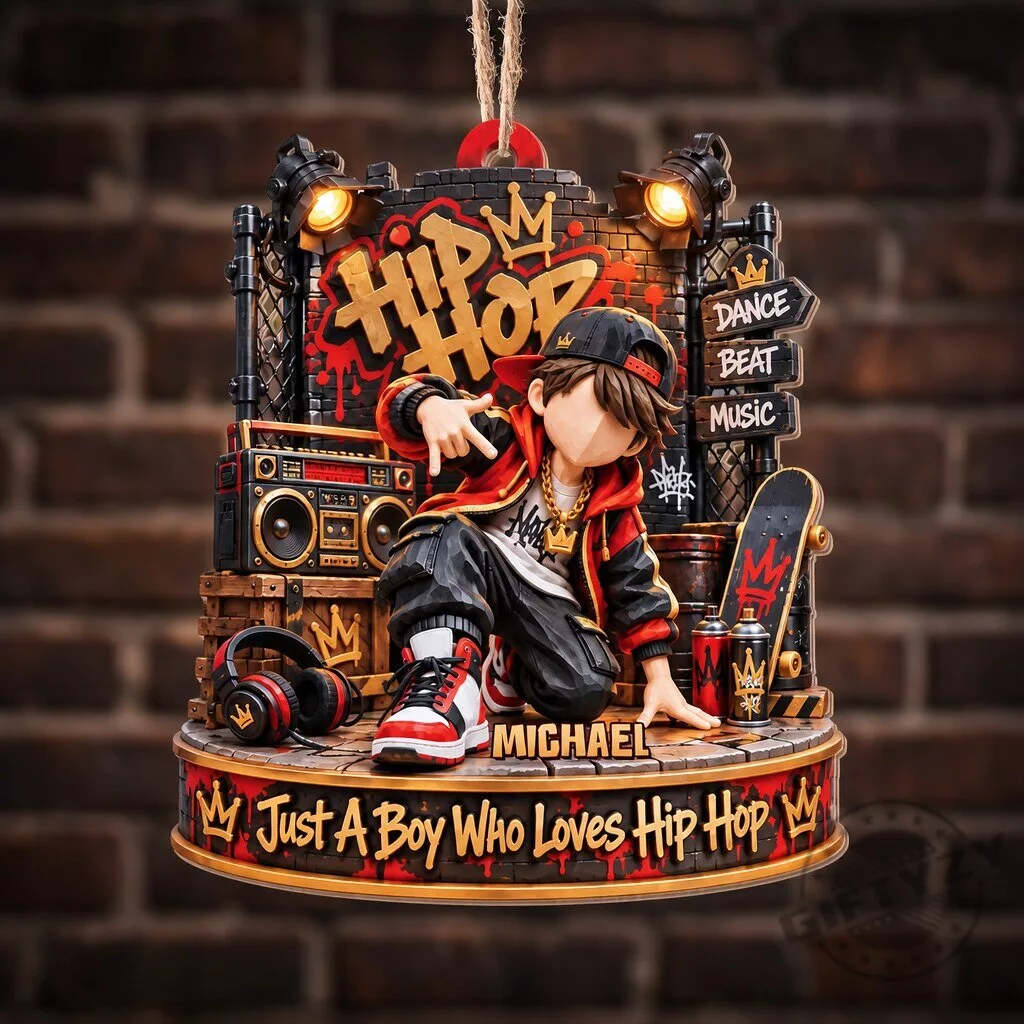 Just A Boy Who Loves Hip Hop Ornament 2 Just A Boy Who Loves Hip Hop Ornament product image showing design and details