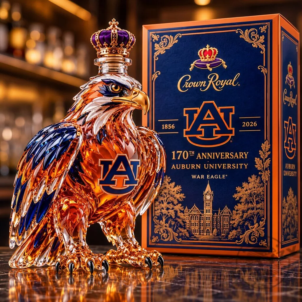 Auburn University War eagle-shaped whiskey bottle decanter