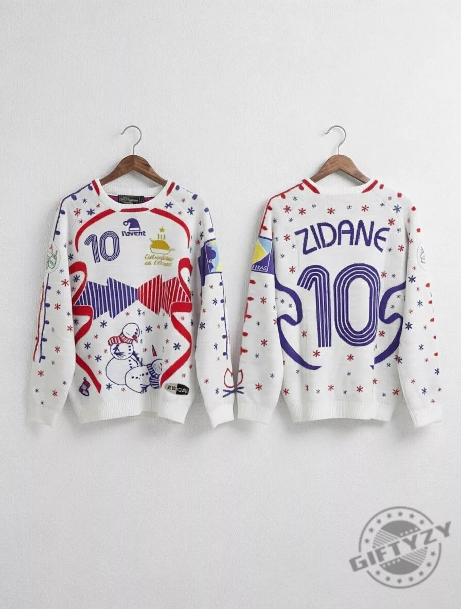 Zidane Calendrier Christmas Jumper Jersey 2 Zidane Calendrier Christmas Jumper Jersey product image showing design and details