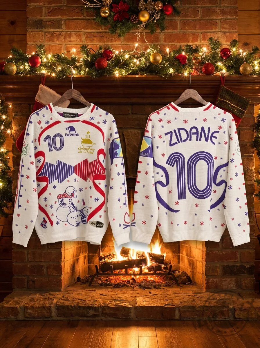 Zidane Calendrier Christmas Jumper Jersey 3 Zidane Calendrier Christmas Jumper Jersey product image showing design and details