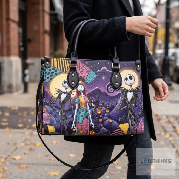 Jack and Sally Nightmare Before Christmas AOP Halloween Leather Bag