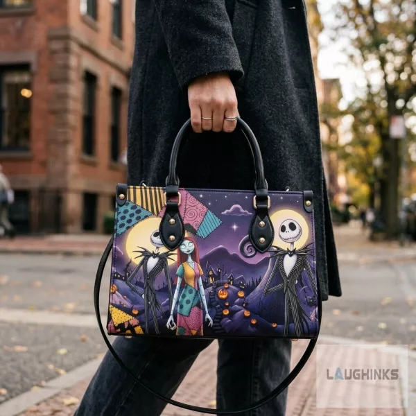 Jack and Sally Nightmare Before Christmas AOP Halloween Leather Bag