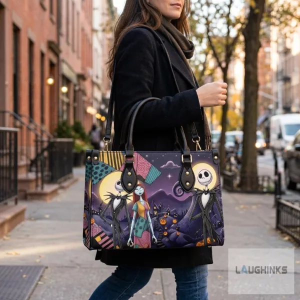 Jack and Sally Nightmare Before Christmas AOP Halloween Leather Bag