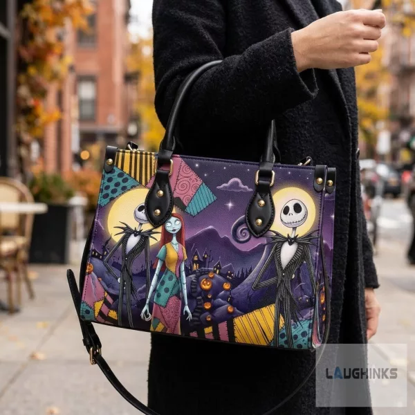 Jack and Sally Nightmare Before Christmas AOP Halloween Leather Bag