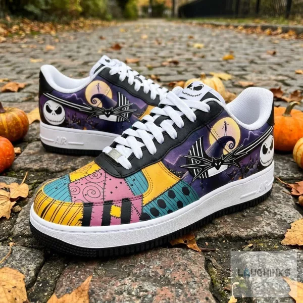 Jack and Sally Nightmare Before Christmas Halloween Nike Air Force 1 Sneakers
