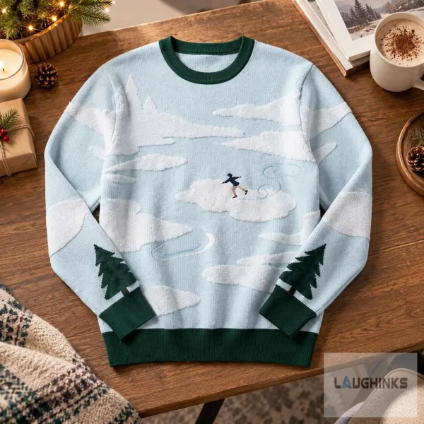 Ugly Ice Skating Cloud Pine Tree Sweater