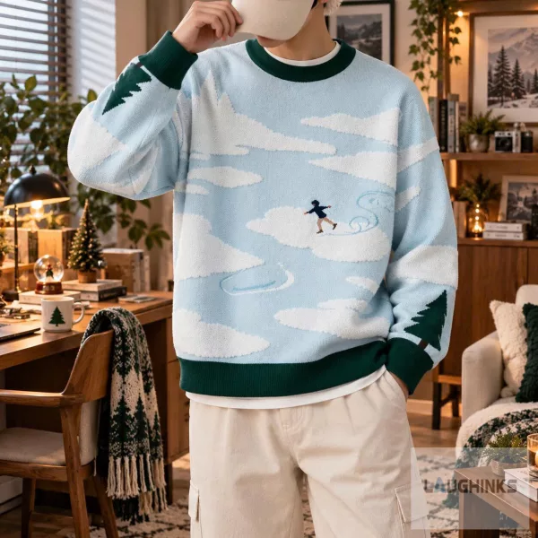 Ugly Ice Skating Cloud Pine Tree Sweater
