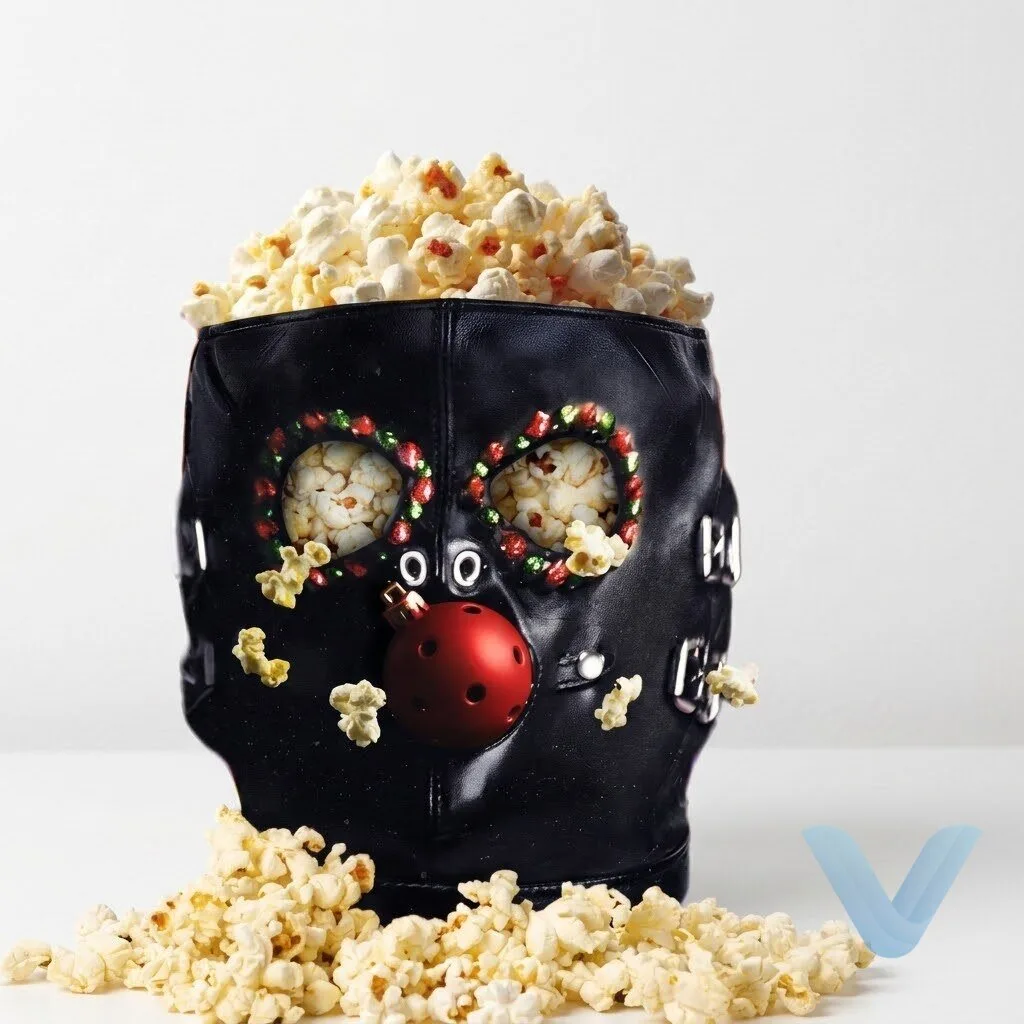 Christmas at the Kringles black leather BDSM mask gimp mask parody popcorn bucket 7 Christmas at the Kringles black leather BDSM mask gimp mask parody popcorn bucket