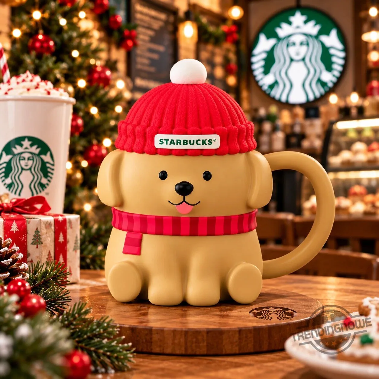 Starbucks Freddie The Dog Holiday Mug Limited Edition Ceramic Christmas Beanie Mug