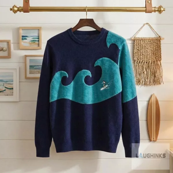 Surfing Ocean Wave Graphic Sweater Ugly Vintage Surfer Apparel