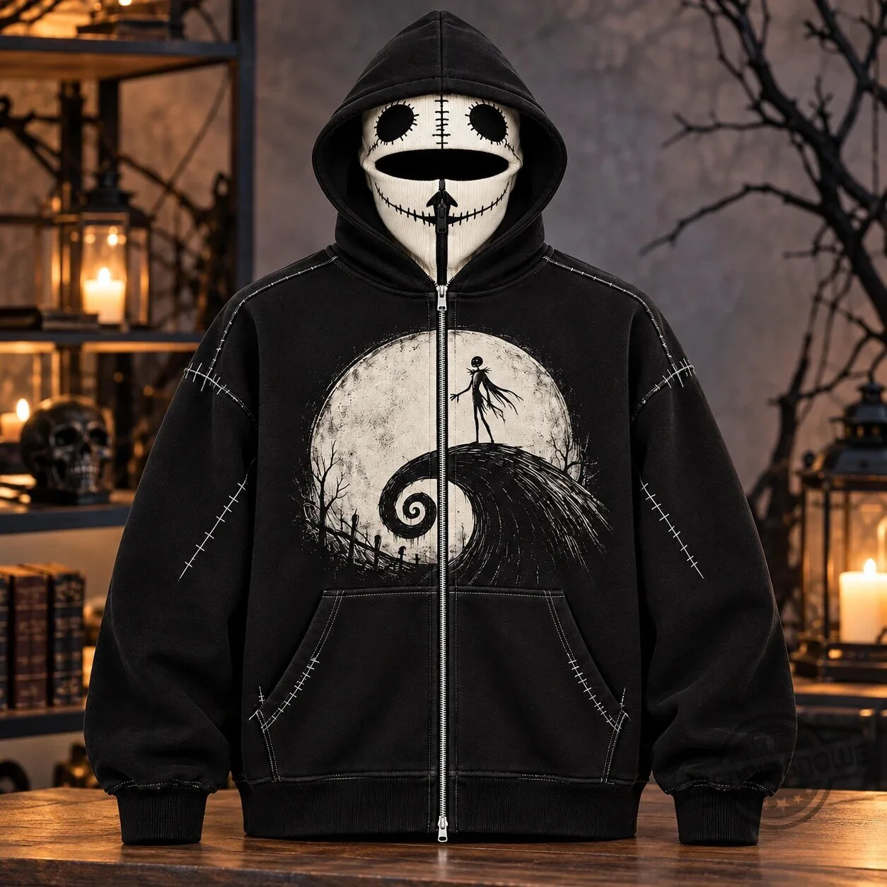 The Nightmare Before Christmas Jack Skellington Full-Zip Mask Balaclava Zip Hoodie