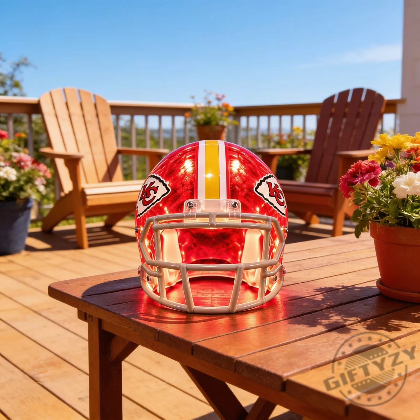 Kansas City Chiefs Helmet LED Lamp 2 Kansas City Chiefs Helmet LED Lamp product image showing design and details