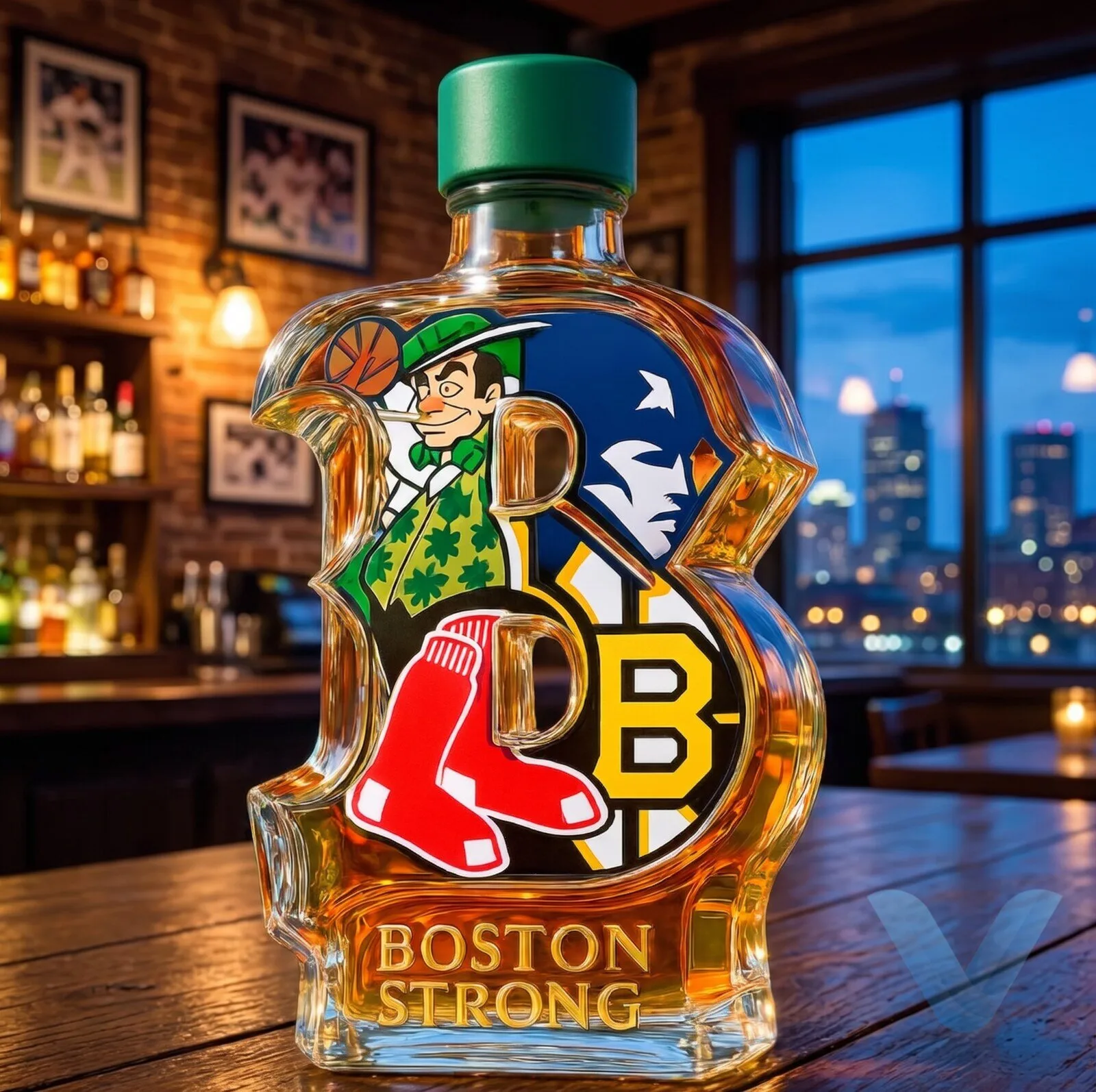 Boston Teams Champions Legacy Whiskey Decanter, Tribute to Sports Legends 5 Boston Teams Champions Legacy Whiskey Decanter, Tribute to Sports Legends