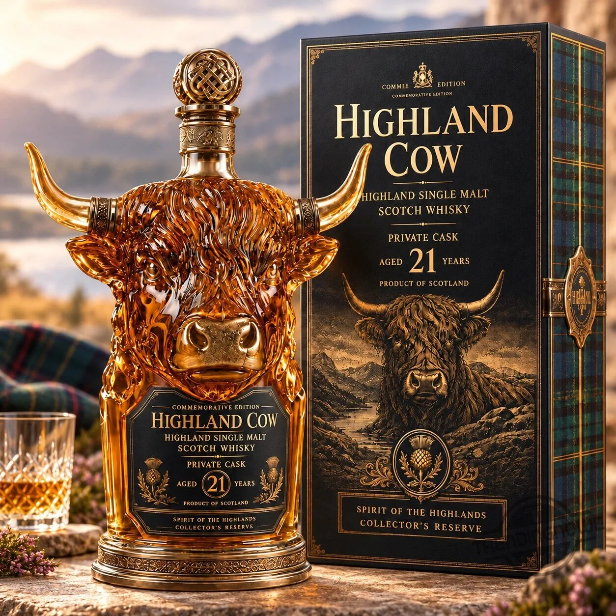 Highland Cow 21 Year Aged Highland Single Malt Scotch Bottle Whiskey Decanter Edition 6 Highland Cow 21 Year Aged Highland Single Malt Scotch Bottle Whiskey Decanter Edition