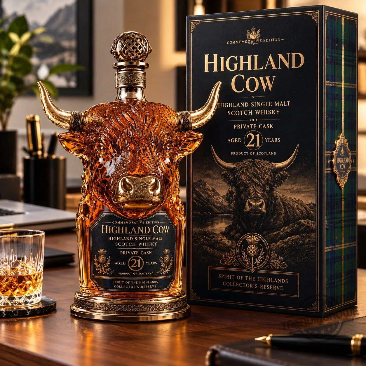 Highland Cow 21 Year Aged Highland Single Malt Scotch Bottle Whiskey Decanter Edition 8 Highland Cow 21 Year Aged Highland Single Malt Scotch Bottle Whiskey Decanter Edition