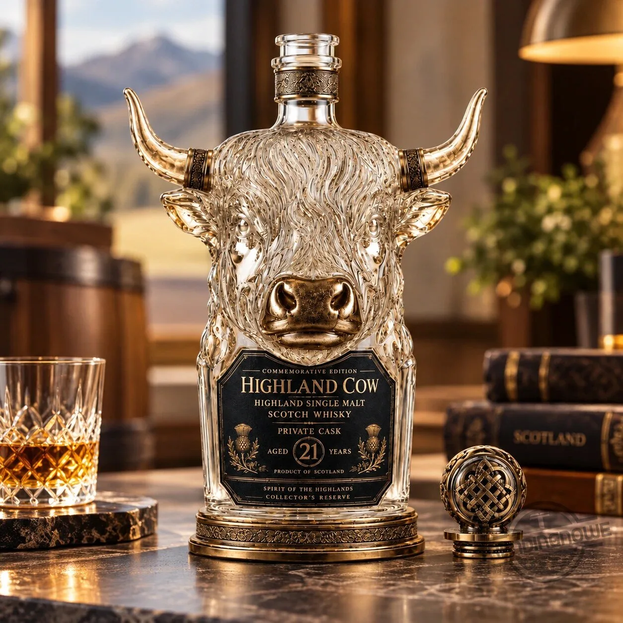 Highland Cow 21 Year Aged Highland Single Malt Scotch Bottle Whiskey Decanter Edition 9 Highland Cow 21 Year Aged Highland Single Malt Scotch Bottle Whiskey Decanter Edition