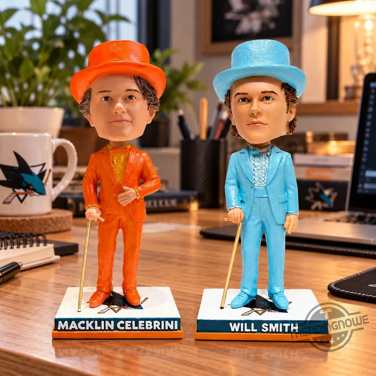 San Jose Sharks Macklin Celebrini And Will Smith Bobblehead Figure 6 San Jose Sharks Macklin Celebrini And Will Smith Bobblehead Figure
