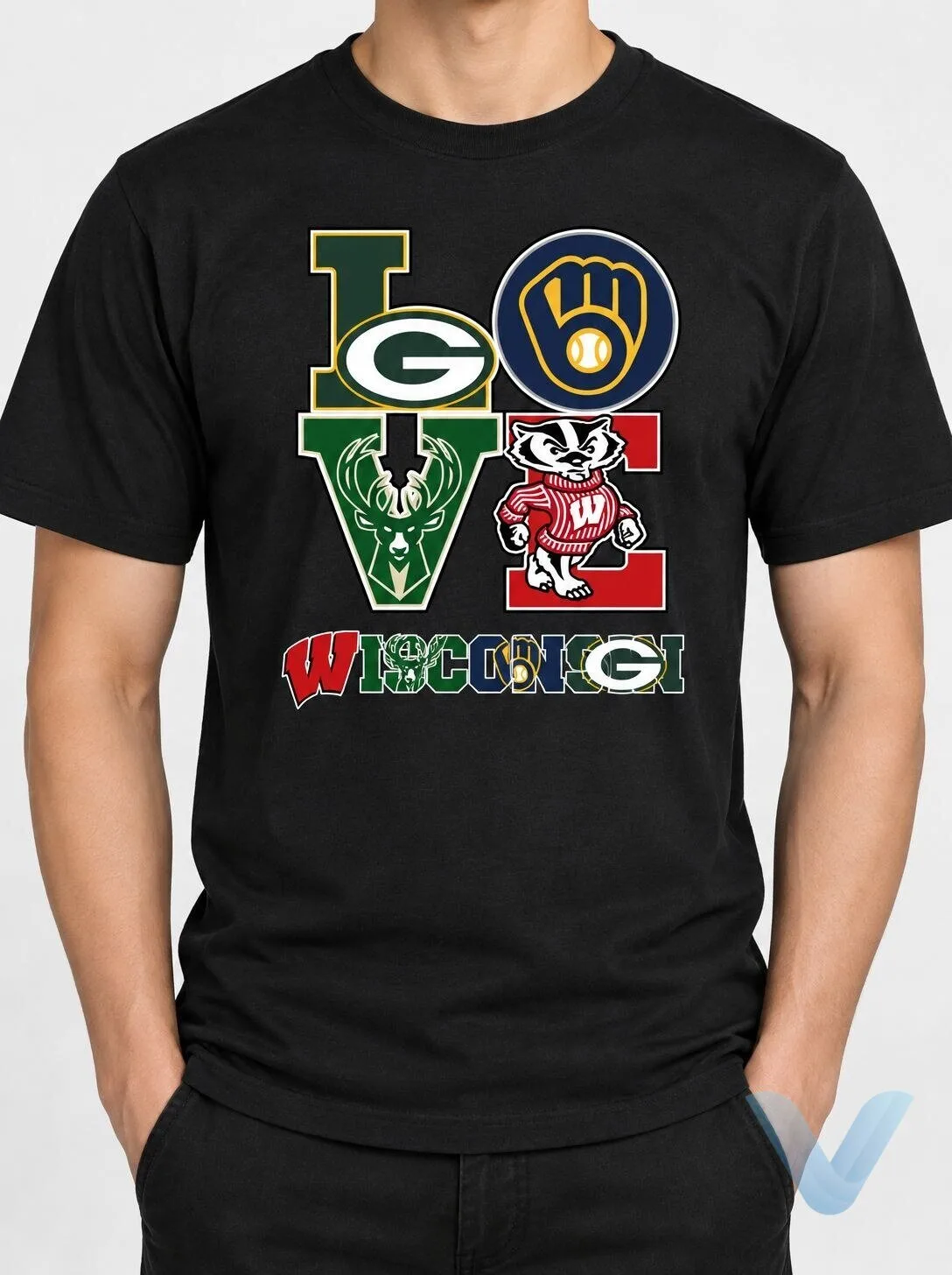 LOVE Wisconsin sports teams Green Bay Packers, Milwaukee Bucks, Milwaukee Brewers, and Wisconsin Badgers t shirt 1 LOVE Wisconsin sports teams Green Bay Packers, Milwaukee Bucks, Milwaukee Brewers, and Wisconsin Badgers t shirt