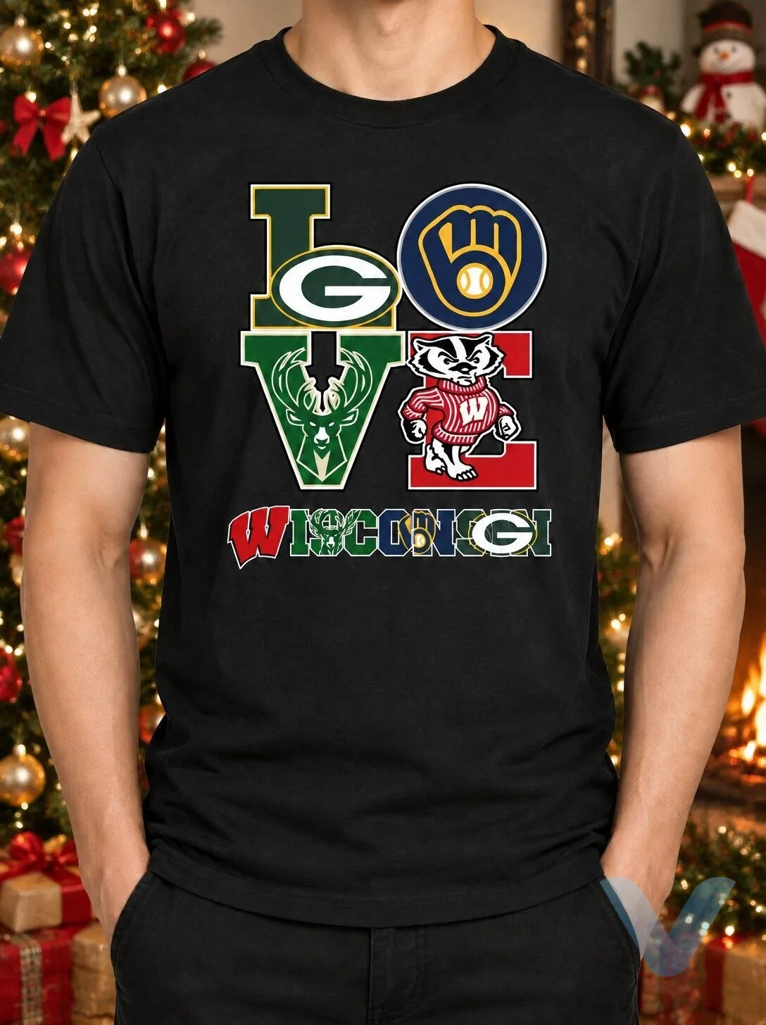 LOVE Wisconsin sports teams Green Bay Packers, Milwaukee Bucks, Milwaukee Brewers, and Wisconsin Badgers t shirt LOVE Wisconsin sports teams Green Bay Packers, Milwaukee Bucks, Milwaukee Brewers, and Wisconsin Badgers t shirt – image 3 of