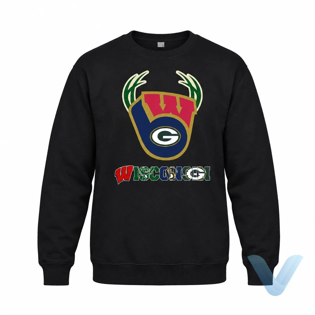 Wisconsin Green Bay Packers, Milwaukee Bucks, Milwaukee Brewers, and Wisconsin Badgers logo t shirt Wisconsin Green Bay Packers, Milwaukee Bucks, Milwaukee Brewers, and Wisconsin Badgers logo t shirt